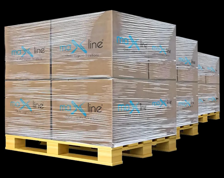 Maxline Global's expert packing team securing cargo in wooden crates